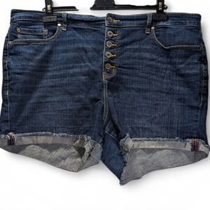 Torrid Plus Size Feel The Fit Dark Button Fly Jean Shorts Size 22
